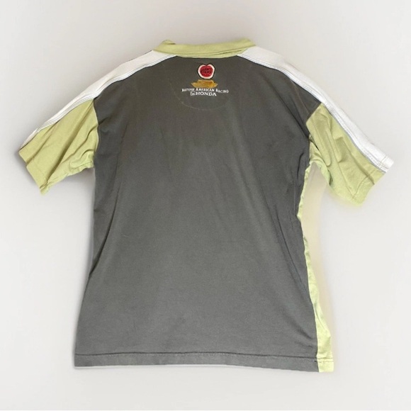 Lucky Strike BAR Honda F1 Team Men's Polo T-shirt Zip Closure Grey/Green size M - Picture 2 of 9